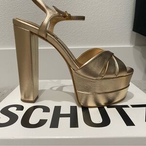 SCHUTZ Gold Glamorous Platform Heels